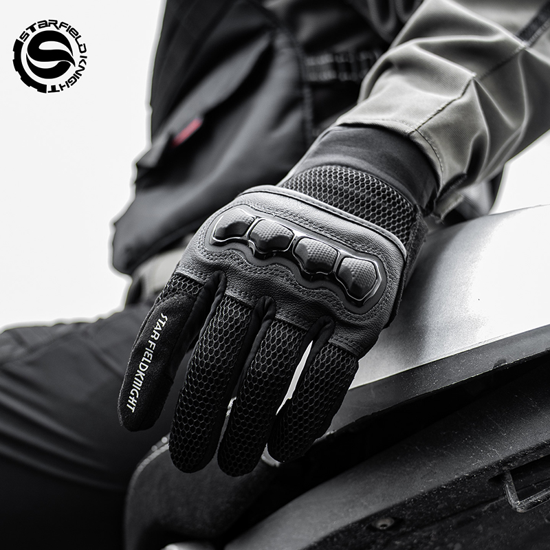 Motorcycle Gear Mesh - قفازات دراجات نارية سوداء من ستار