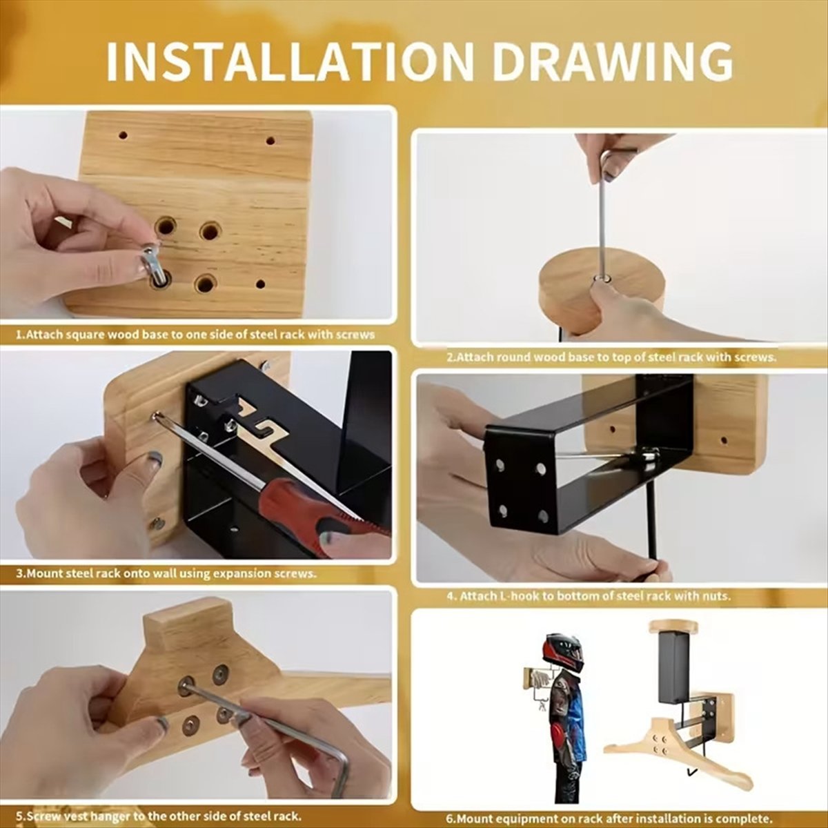 حامل خشبي جديد للخوذة على شكل  - مراجعة Motorcycle Gear Rack وسعره